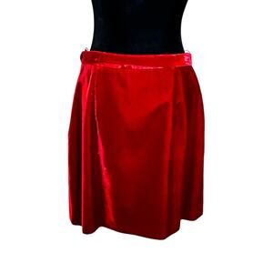 Vintage 90s Moschino Cheap & Chic Red Velvet Skirt Academia Holiday Christmas 10
